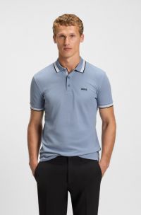Paddy-polo van katoenpiqué, Lichtblauw