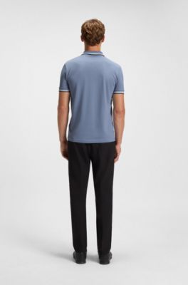 Paddy-poloshirt i bomuldspiqu&eacute;, Lysebl&aring;