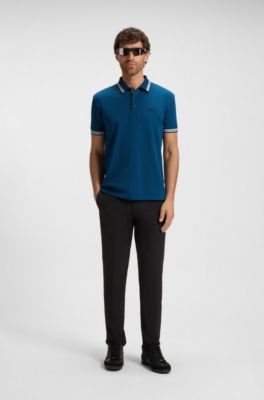 Paddy-polo van katoenpiqu&eacute;, Donkerblauw