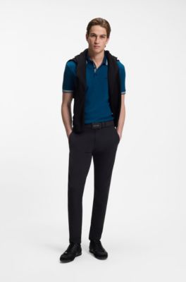 Cotton piqu&eacute; polo shirt with logo details, Dark Blue
