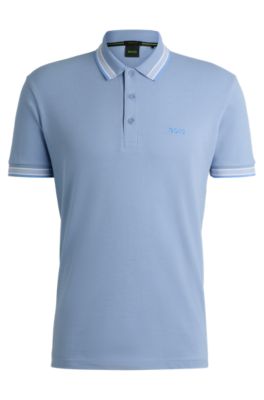 BOSS - Cotton-piqué Paddy polo shirt with contrast logo