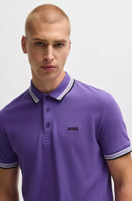 Paddy polo shirt in cotton piqué with logo undercollar