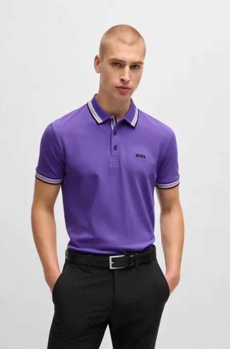 Paddy polo shirt in cotton piqué with logo undercollar