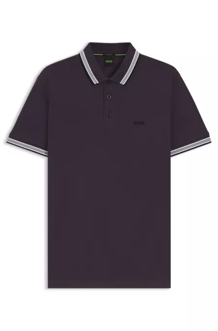Paddy polo shirt in cotton piqué with logo undercollar