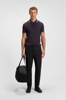 Cotton piqu&eacute; polo shirt with logo details, Dark Purple