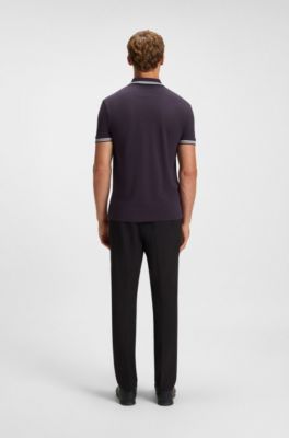 Cotton piqu&eacute; polo shirt with logo details, Dark Purple