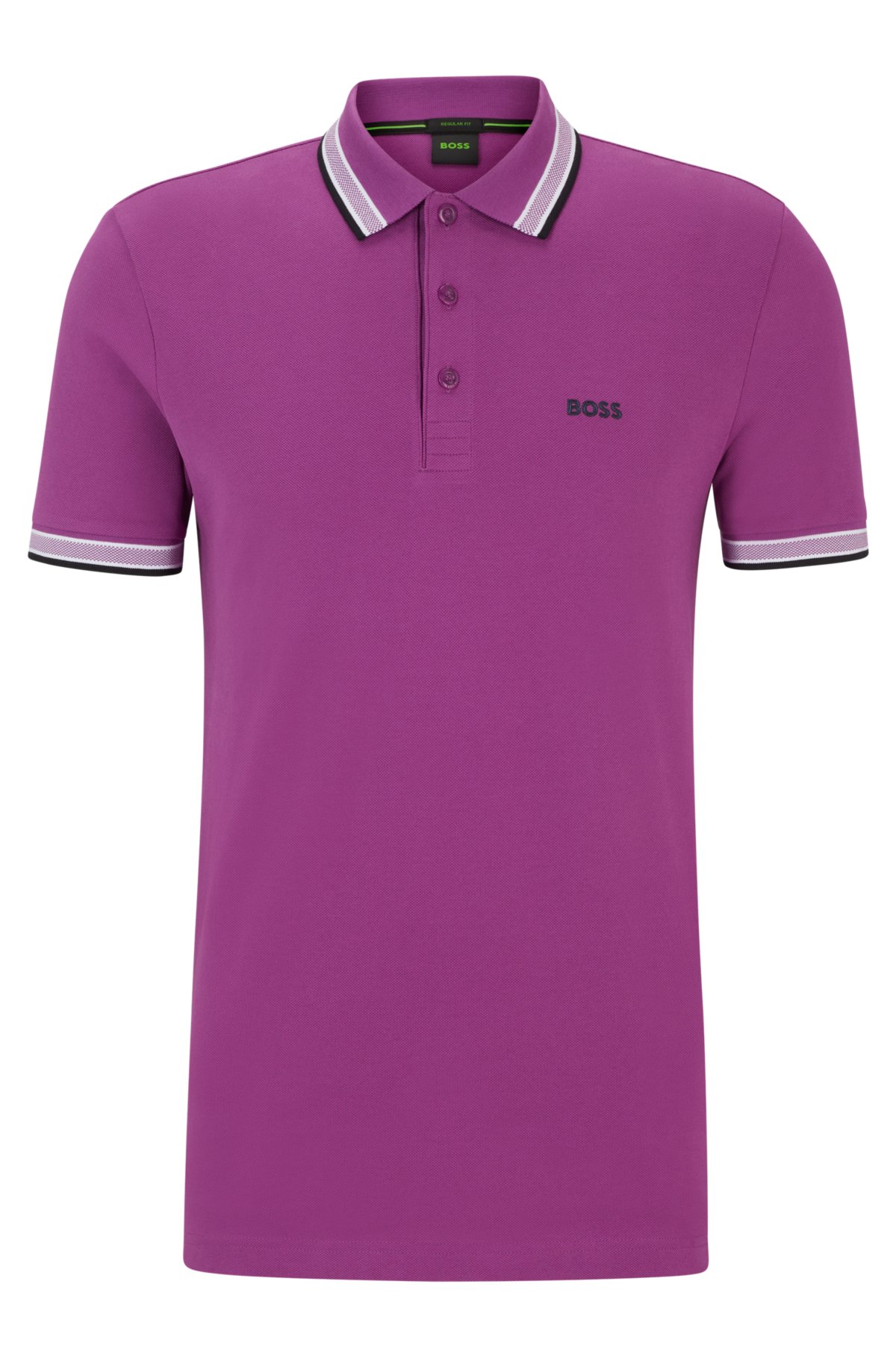 Cotton-piqué polo shirt with contrast logo, Purple