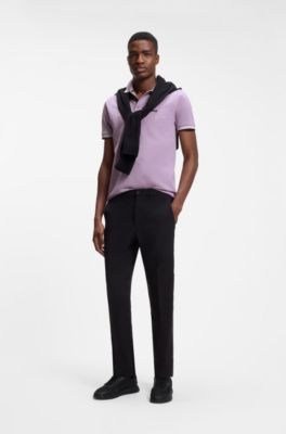 Polo in piqu&eacute; di cotone con dettagli logo, Luce viola