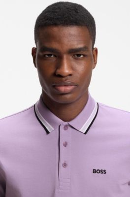 Polo in piqu&eacute; di cotone con dettagli logo, Luce viola