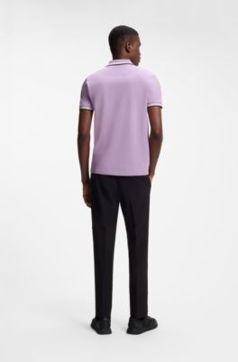 Polo in piqu&eacute; di cotone con dettagli logo, Luce viola