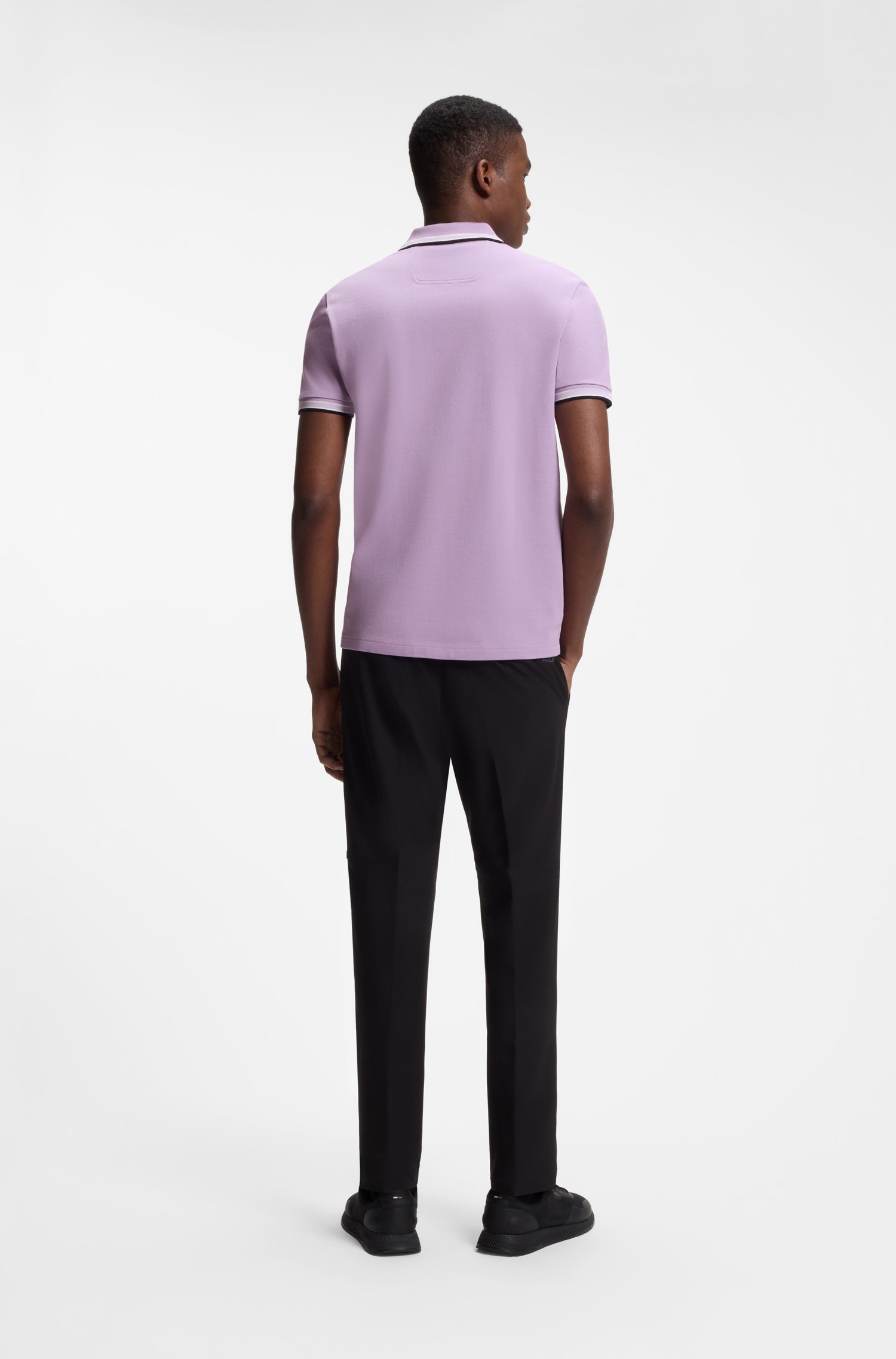 Boss Cotton piqué polo shirt with logo details pikéer herr – bild 3