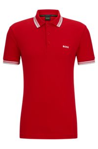 Poloshirt aus Bio-Baumwolle mit kontrastfarbenen Logo-Details, Rot