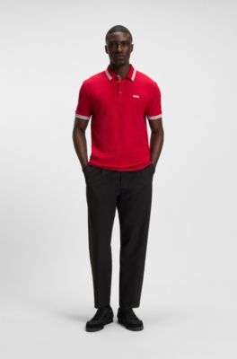 Paddy polo shirt in cotton piqu&eacute;, Red