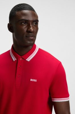 Paddy polo shirt in cotton piqu&eacute;, Red