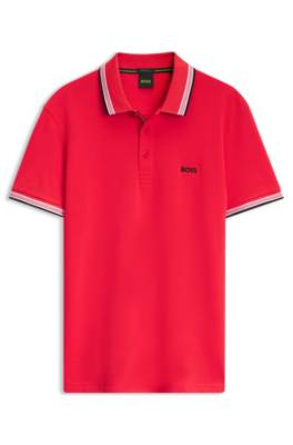 Boss Cotton piqué polo shirt with logo details pikéer herr – bild 4