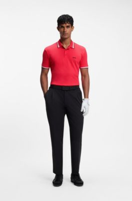 Cotton piqu&eacute; polo shirt with logo details, Red