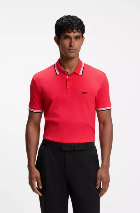 Cotton piqué polo shirt with logo details