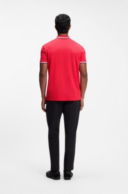 Boss Cotton piqué polo shirt with logo details pikéer herr – bild 3
