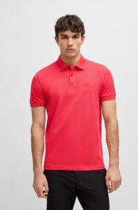 Polo Paddy de piqué de algodón con logo en el reverso del cuello, Rojo