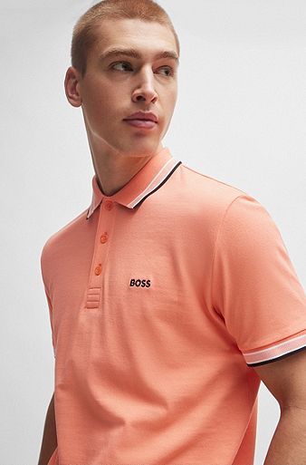Orange Polo Designer Men Menswear for HUGO BOSS by Shirts 