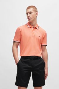 Polo Paddy en piqué de coton avec sous-col logoté, Orange