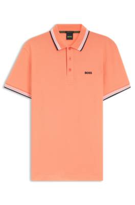 Boss Cotton piqué polo shirt with logo details pikéer herr – bild 4