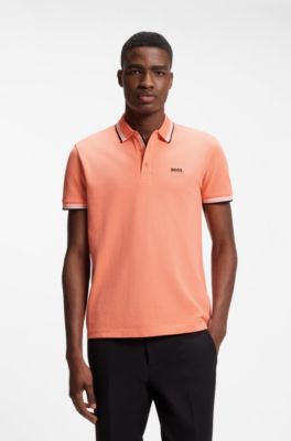 Polo in piqu&eacute; di cotone con dettagli logo, Arancione