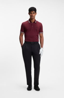 Cotton piqu&eacute; polo shirt with logo details, Dark Red