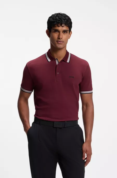 Polo en piqué de coton avec détails de logo