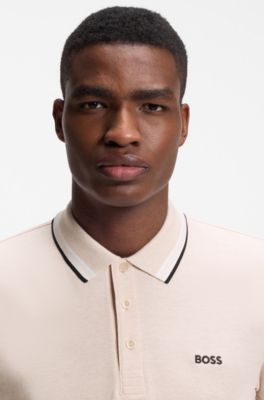 Cotton piqu&eacute; polo shirt with logo details, Light Pink