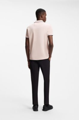Cotton piqu&eacute; polo shirt with logo details, Light Pink