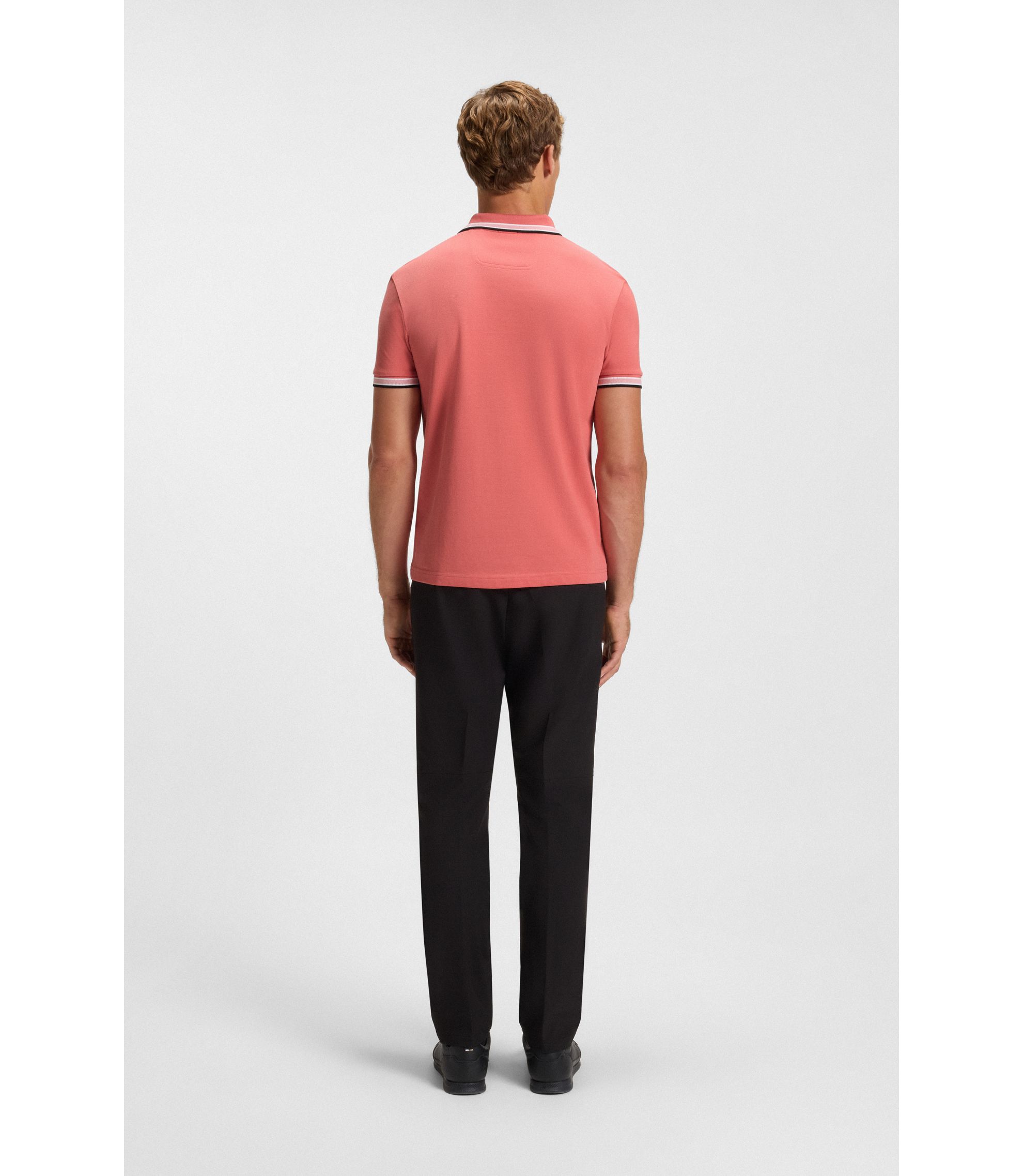 BOSS モダンフィット ゴルフポロシャツ 赤 HUGO BOSS 【美品】ヒューゴボス 半袖ポロシャツ レッド×白 MODERN FIT