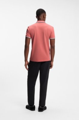 Boss Cotton piqué polo shirt with logo details pikéer herr – bild 3