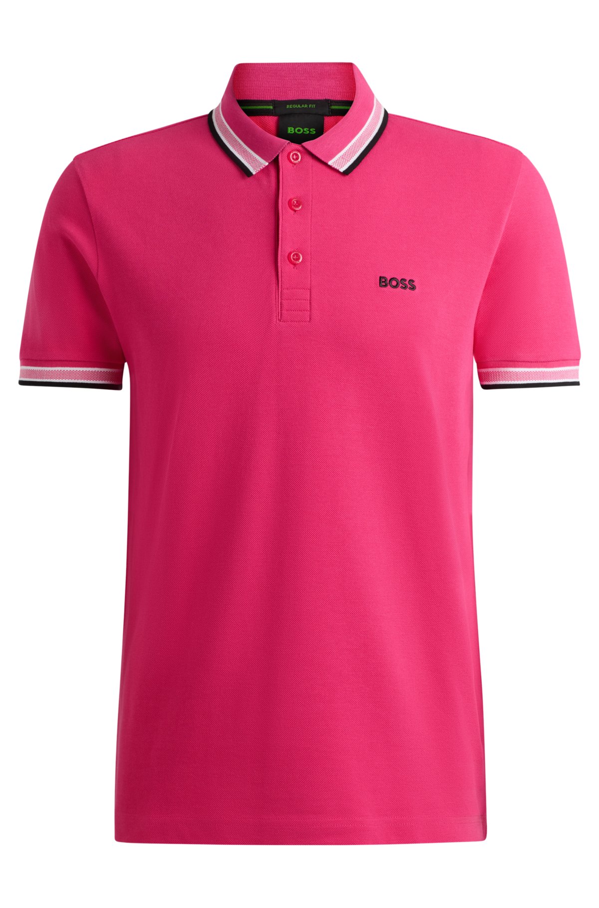 Cotton-piqué polo shirt with contrast logo, Pink