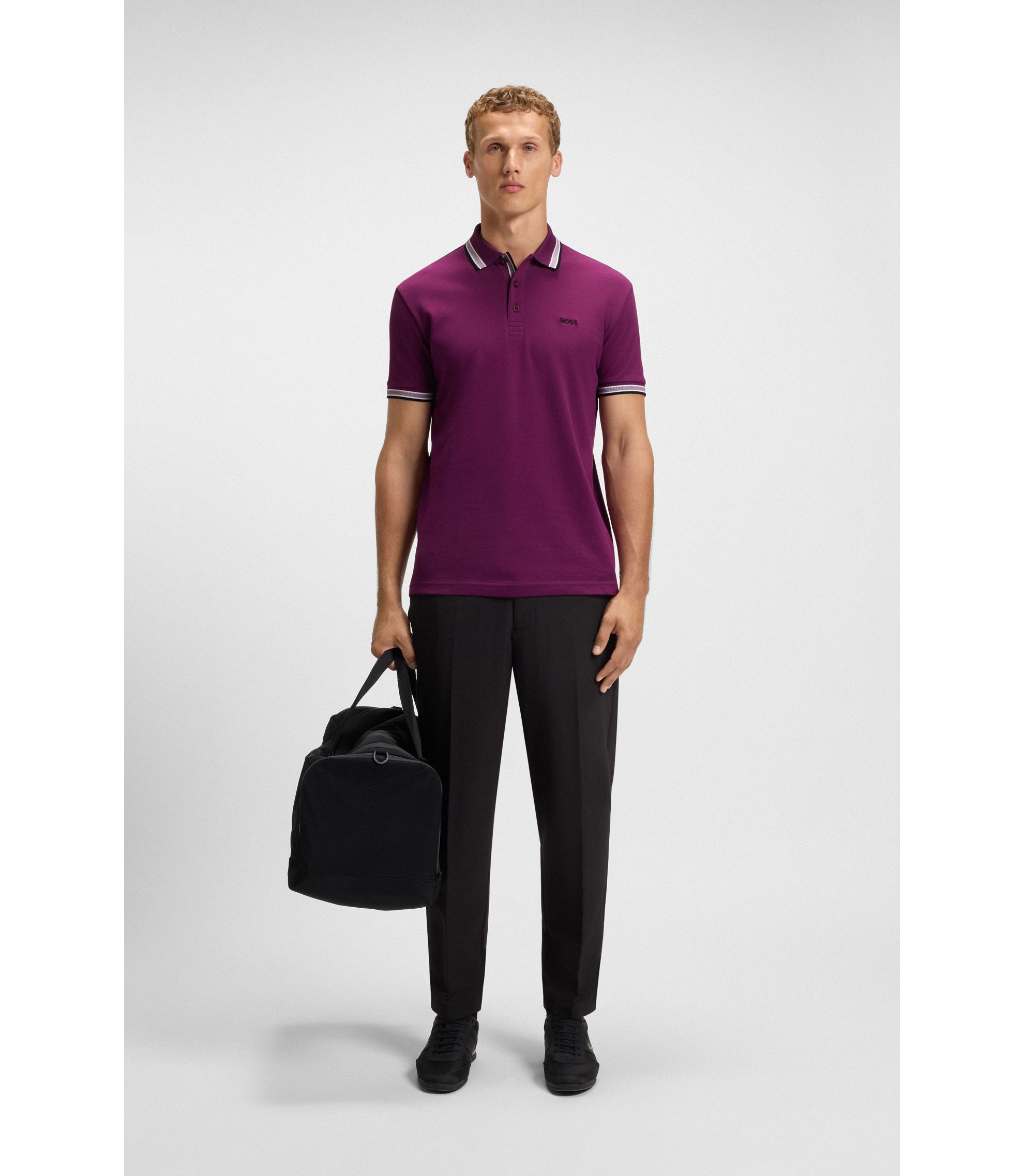 BOSS モダンフィット ゴルフポロシャツ 赤 HUGO BOSSレッドMenゴルフ