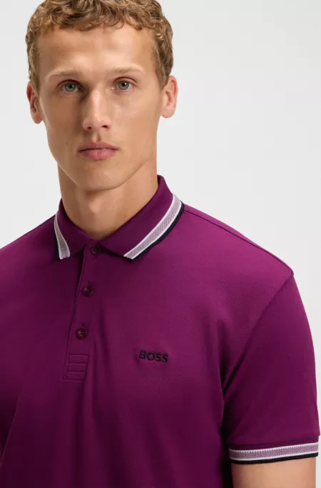 Paddy polo shirt in cotton piqué with logo undercollar