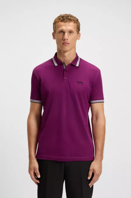 Paddy polo shirt in cotton piqué with logo undercollar