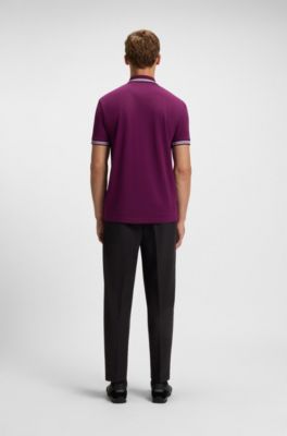 Paddy polo shirt in cotton piqu&eacute;, Dark pink