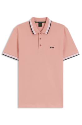Boss Cotton piqué polo shirt with logo details pikéer herr – bild 4