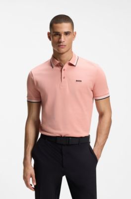 Cotton piqu&eacute; polo shirt with logo details, Light Pink