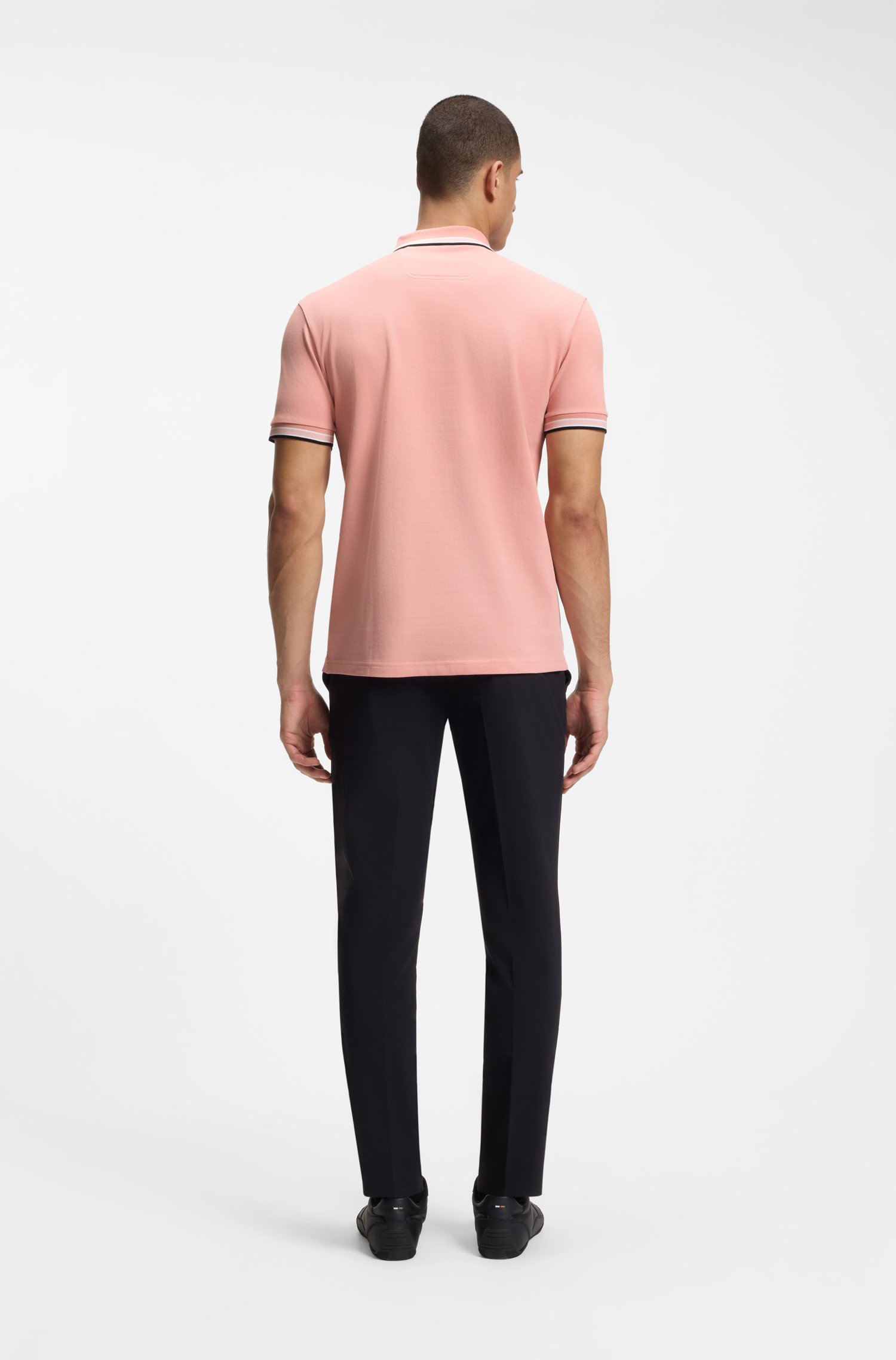 Boss Cotton piqué polo shirt with logo details pikéer herr – bild 3
