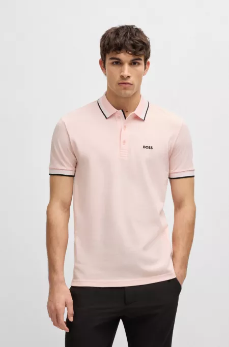 Paddy polo shirt in cotton piqué with logo undercollar
