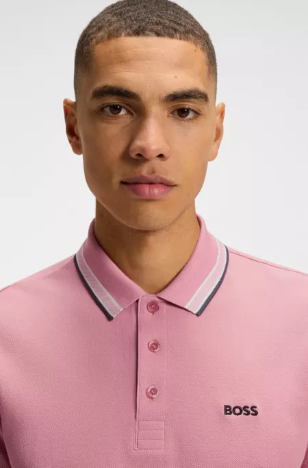 Paddy polo shirt in cotton piqué with logo undercollar
