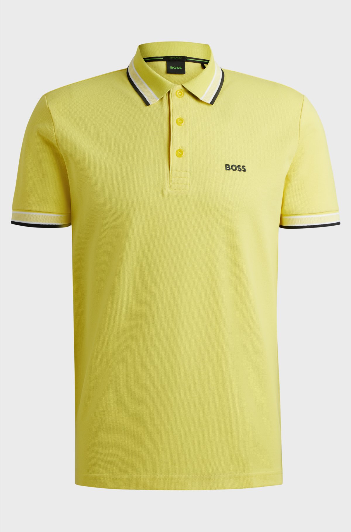 Cotton-piqué polo shirt with contrast logo, Yellow