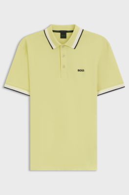 Cotton piqu&eacute; polo shirt with logo details, Light Yellow