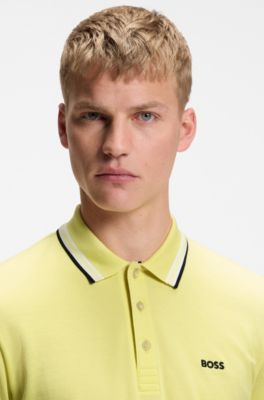 Cotton piqu&eacute; polo shirt with logo details, Light Yellow