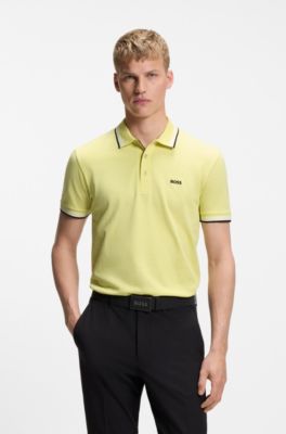 Cotton piqu&eacute; polo shirt with logo details, Light Yellow