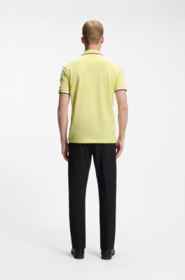 Cotton piqu&eacute; polo shirt with logo details, Light Yellow