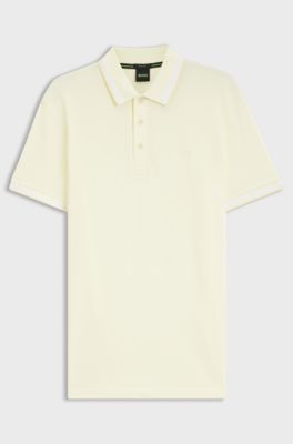 Polo en piqu&eacute; de coton avec d&eacute;tails de logo, Jaune clair