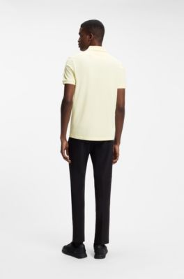 Polo en piqu&eacute; de coton avec d&eacute;tails de logo, Jaune clair